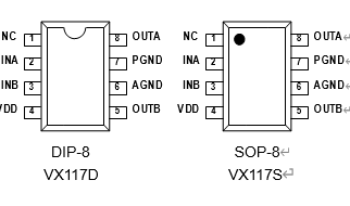 VX117 单通道直流马达驱动芯片IC 完全替代TC118SS